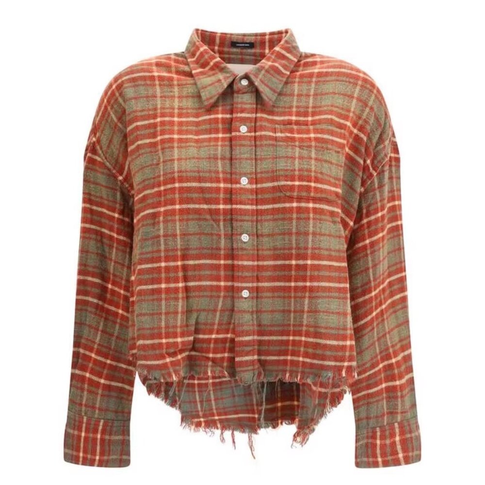 R13 Frayed checked cotton-flannel shirt M
